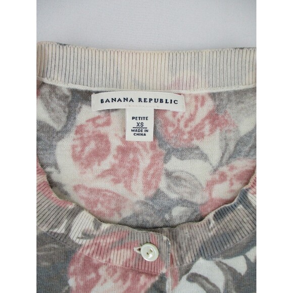 Banana Republic Womens Petite XS Thin Button Cotton Cardigan Cottage Core Pink - Picture 2 of 7